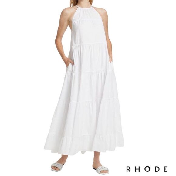 RHODE **NWT** Julia Tiered Maxi Dress in White - Picture 6 of 7